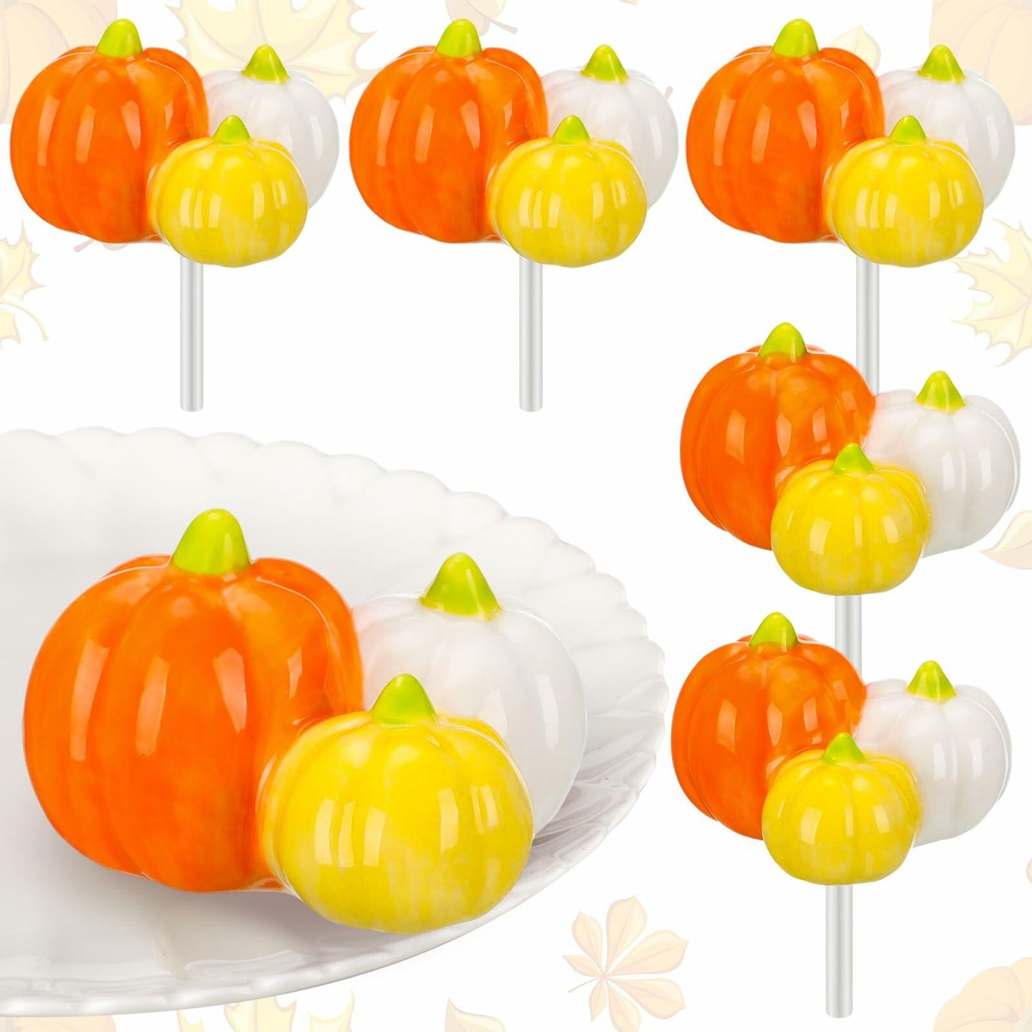 Dandat 6 Pcs Mini Turkey Plates Hand Painted Ceramics Pumpkin Decor