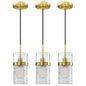 RAINLIGHTING 3 Pack Kitchen Island Pendant Light Clear Glass Brushed Bronze