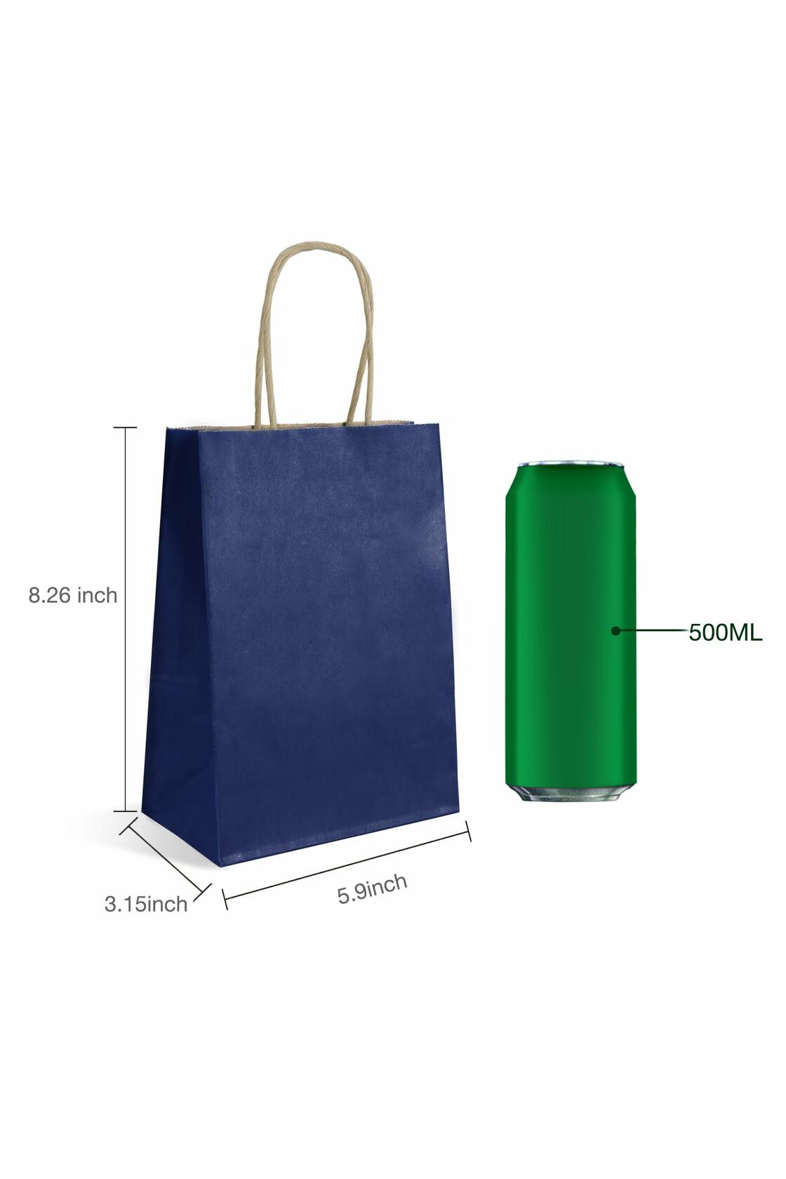 BIOBROWN Black Gift Bags with Handles 25 Pcs 5.9x3.15x8.26in Bulk Party