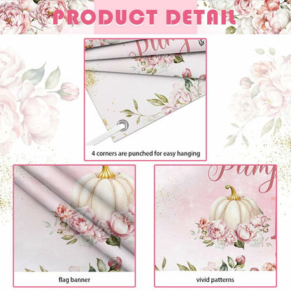 MEHOFOND Fall Pumpkin 1st Birthday Backdrop Banner Pastel Pink 70.8x43.3in