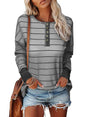 EVALESS Womens Brown Waffle Knit Henley Top Long Sleeve Size XS