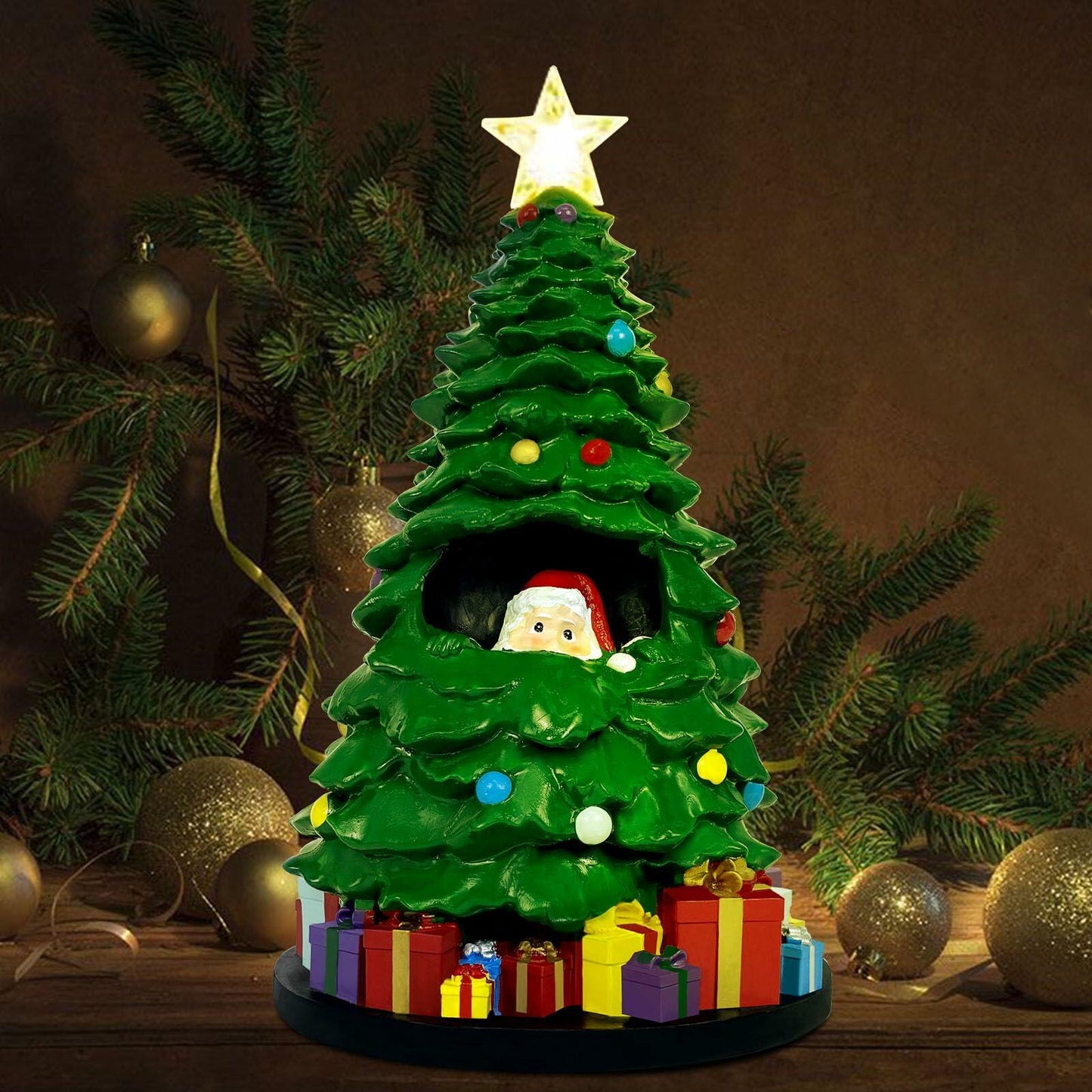 EVOLUX Mini Christmas Tree 2FT with Lights Ornaments Star Tabletop Decor