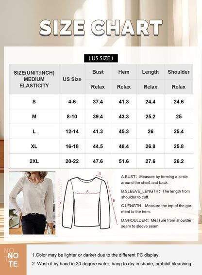 Samefar Womens Long Sleeve Blouse Casual Round Neck Apricot Size S