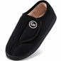 HARENCE Women's Adjustable Memory Foam Fur Lined Slippers Black Size 42/43