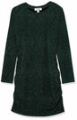 Speechless Girls' Long Sleeve Glitter Knit Ruched Party Dress, Hunter, 7