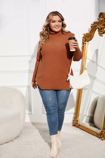Hanna Nikole Plus Size Cowl Neck Sweater Long Sleeve Orange Size 16