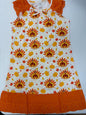 Thanksgiving Girls Nightgown Orange Turkey Print Sleepwear Size 7-8