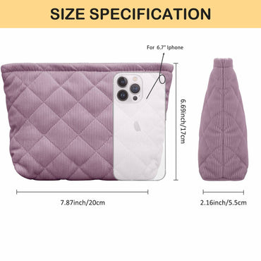 E-Tree Makeup Organizer Bag Soft-sided Zippered Pouch Purple