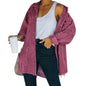 Hixiaohe Women's Corduroy Oversized Shirt Jacket Coat Light Wine Size S