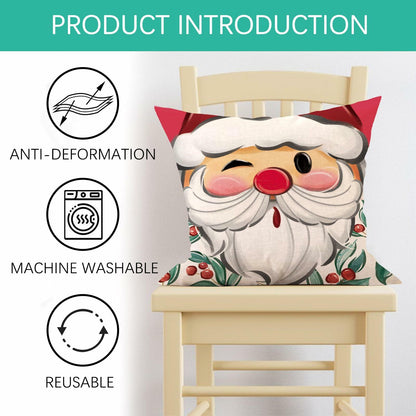 Fjfz Christmas Santa Mrs Claus Throw Pillow Covers 20x20 Green Set of 4
