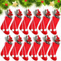 Shinymoon 12 Pcs 7" Faux Fur Christmas Stockings Red Small Furry Xmas Decor