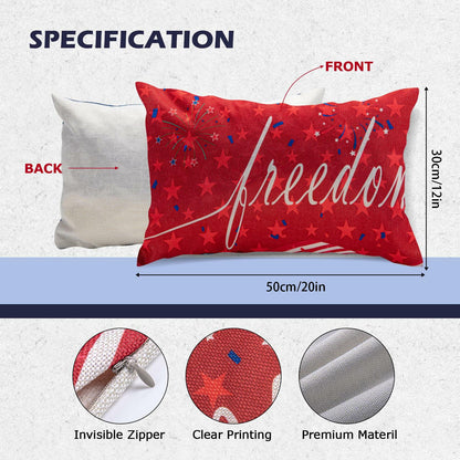 Freedom Patriotic 4th of July USA Stripes Pillow Cover 20x12