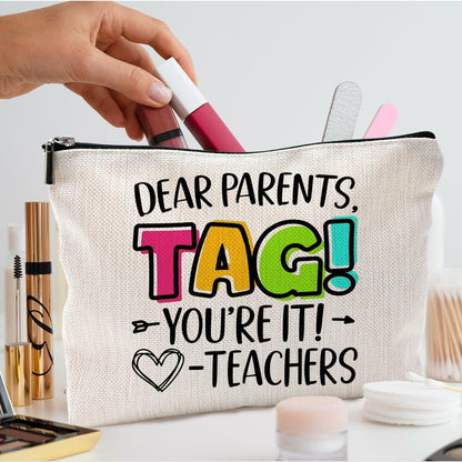 QGFM Teacher Makeup Bag Scratch Resistant Multicolor Cosmetic Travel Gym