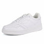 JABASIC Women Genuine Leather Platform Sneakers Lace-Up White/Fuchsia Size 7
