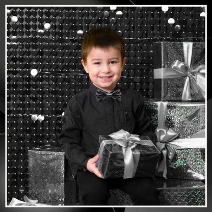 Neptniopllab Boys Metallic Leather Bow Tie Adjustable Black Size 4-12