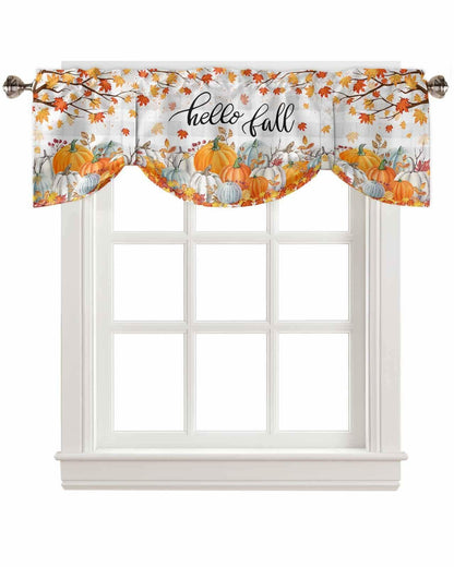 RisQiten Hello Fall Tie Up Valance Curtains Orange 60x18