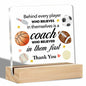 Thank You Coach Gifts Clear Acrylic Desk Sign with Stand Office Decor