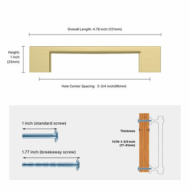 Haliwu 6 Pack Brushed Gold Cabinet Handles 3-3/4 Inch Hole Center