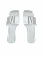 Verdusa Women's Square Toe Ruched Flat Slip On Sandals White Size 7.5