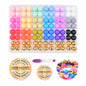 96PCS 15mm Silicone Beads Kit 19 Colors Round DIY Crafts Bracelet Necklace