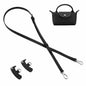 DEVPSISR Leather Adjustable Purse Strap for Longchamp Handbag Black Silver