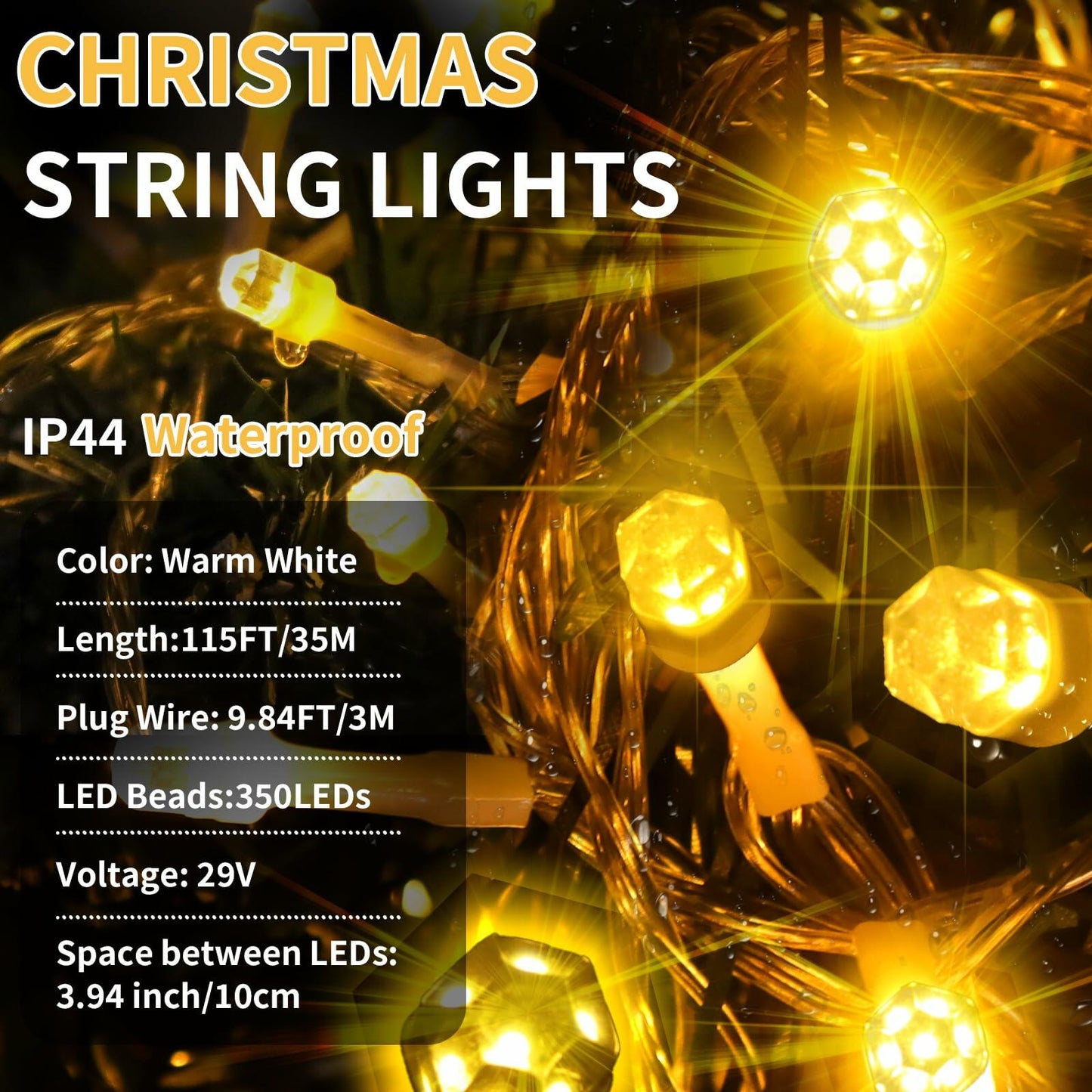 ROADAYLY 65.6FT 180 LED Halloween Fairy Lights Orange Purple Green Wire