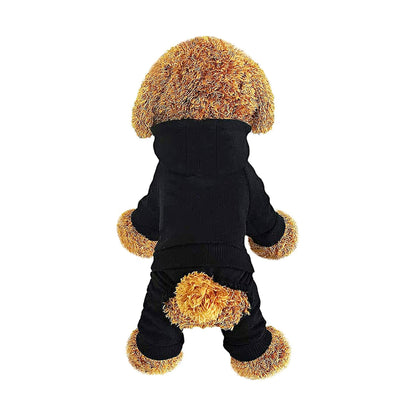 Dog Hoodie Pet Jumpsuit Fleece Sweatshirt Buttons Winter Warm Cotton Size Medium