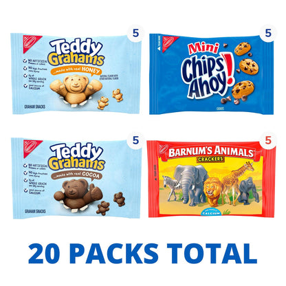 BestBy05/25 Nabisco Fun Shapes Variety Pack Cookies 20 Snack Packs Animal