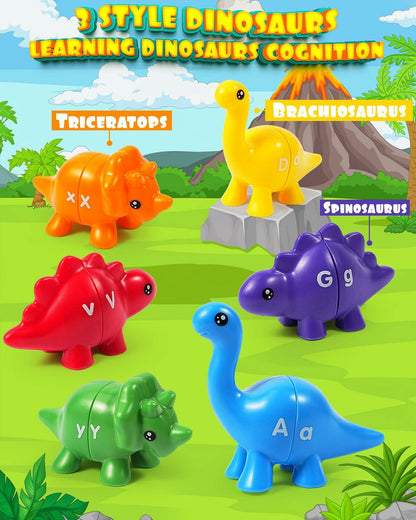52 PCS Double-Sided ABC Alphabet Dinosaur Toy Montessori Colors Matching Game