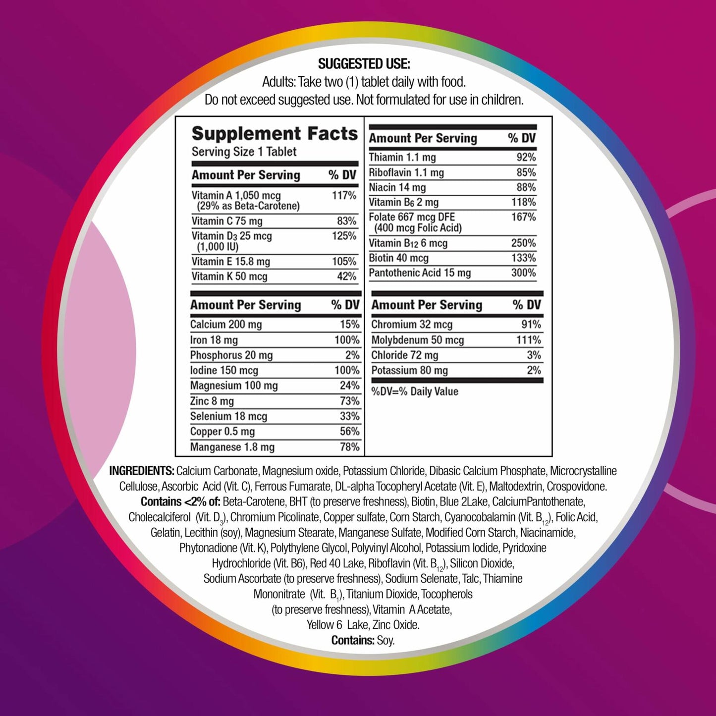BestBy10/25 Centrum Multivitamin Women Iron Vitamin D3 B Vitamins 120 Count
