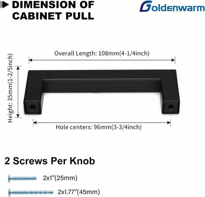 goldenwarm 20 Pack 5in Brushed Nickel Modern Square Cabinet Pulls