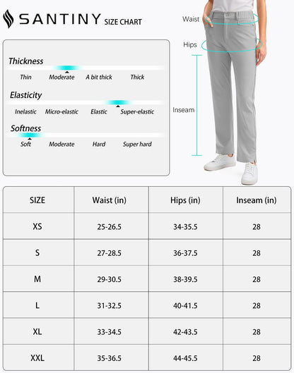 SANTINY Women's Golf Pants High Waisted Quick Dry Stretch Dark Grey Size M