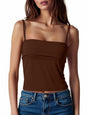 ZANZEA Adjustable Spaghetti Strap Tank Top Brown Size Small