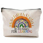 QGFM Teacher Makeup Bag Rainbow Cosmetic Purse Multicolor Travel Pouch