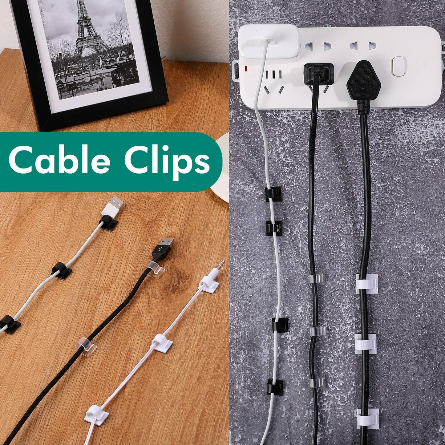 Cable Clips Self Adhesive Wire Organizer Holder White Large 120 Pieces