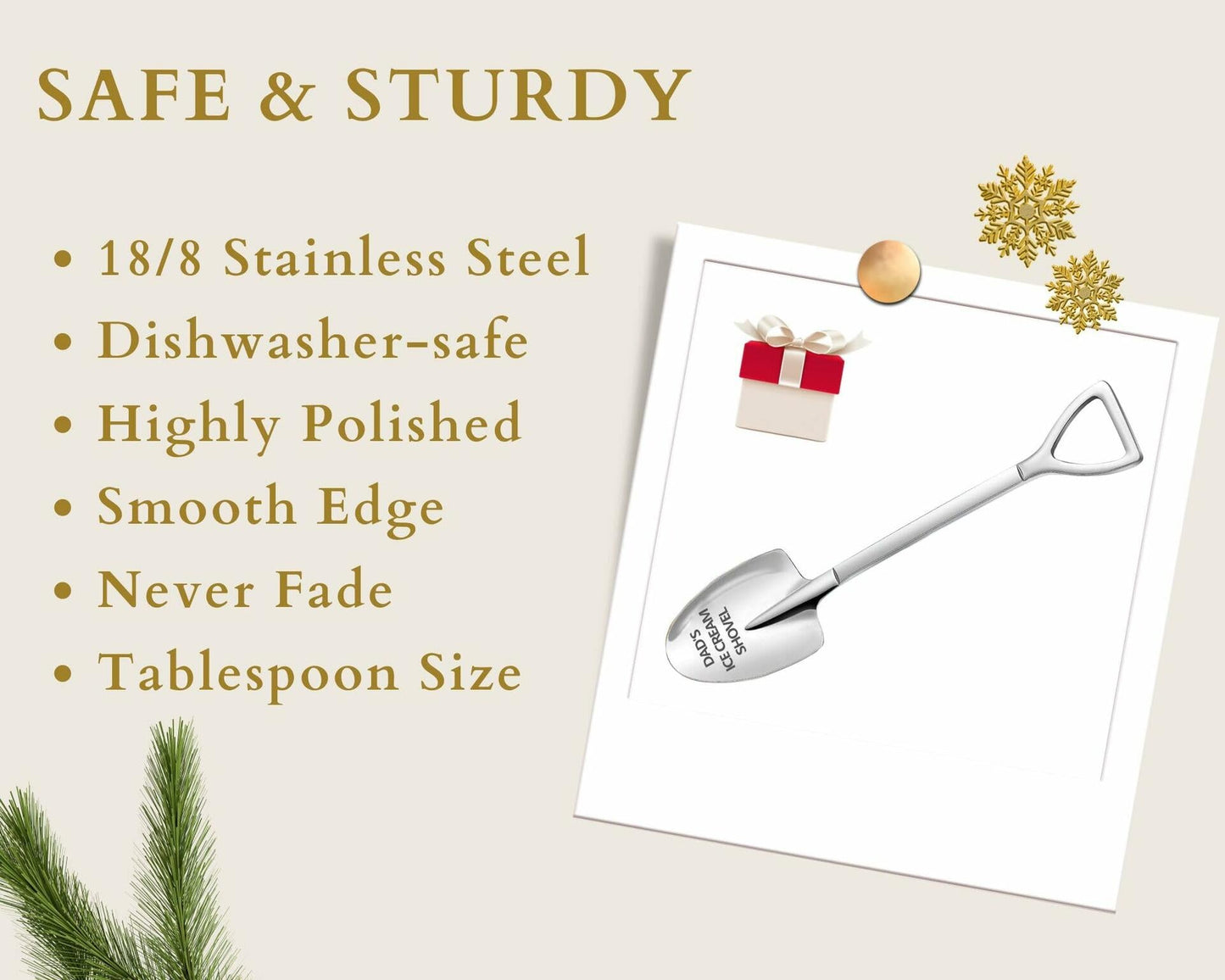 Funny Engraved Stainless Steel Ice Cream Shovel Gift for Dad Fathers Day