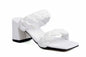 ComeShun Women Low Block Heel Mules Open Toe Ankle Strap White Size 6