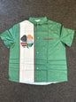 Mens St PatricksDay Flag Four Leaf Clover Button Down Shirt White Green Size 2XL