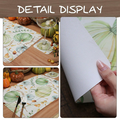 Casaido Pumpkin Dining Table Place Mats Set of 6 Waterproof 17x12 Inches