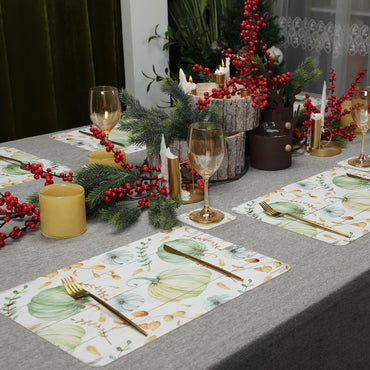 Casaido Pumpkin Dining Table Place Mats Set of 6 Waterproof 17x12 Inches