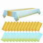 WDF 16Pack Blue Gold Plastic Tablecloths 54x108in & Runners 12x108in