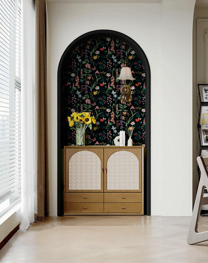Dimoon 236x16.1 Floral Peel and Stick Wallpaper Black Green Waterproof