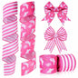 Pineraap Easter Wired Ribbon 2.5in x 10yd Pink Stripe 2 Rolls