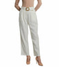 SANDY & SID Womens Linen Crop High Rise Straight Pants White Size XL