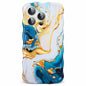 DORAFIN iPhone 15 Pro Case 6.1 Marble Glossy Shockproof TPU Blue/Gold