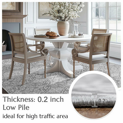 jinchan Area Rug 2x3 Moroccan Washable Non Slip Grey Floral Carpet
