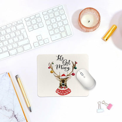 QIYUHOY Pink Bow Christmas Mousepad Non-Slip Rubber 9.5x7.9 in