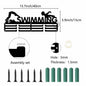 CREATCABIN Metal Swimming Medal Holder Rack Wall Mount Black 15.7x6in