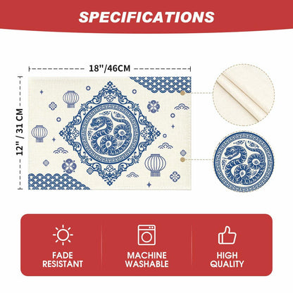 Artoid Mode Zodiac Snake Lantern Red Round Placemats 14in Set of 4