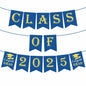 OHOME Graduation Banner 2025 Blue Congrats Grad Backdrop Party Decor